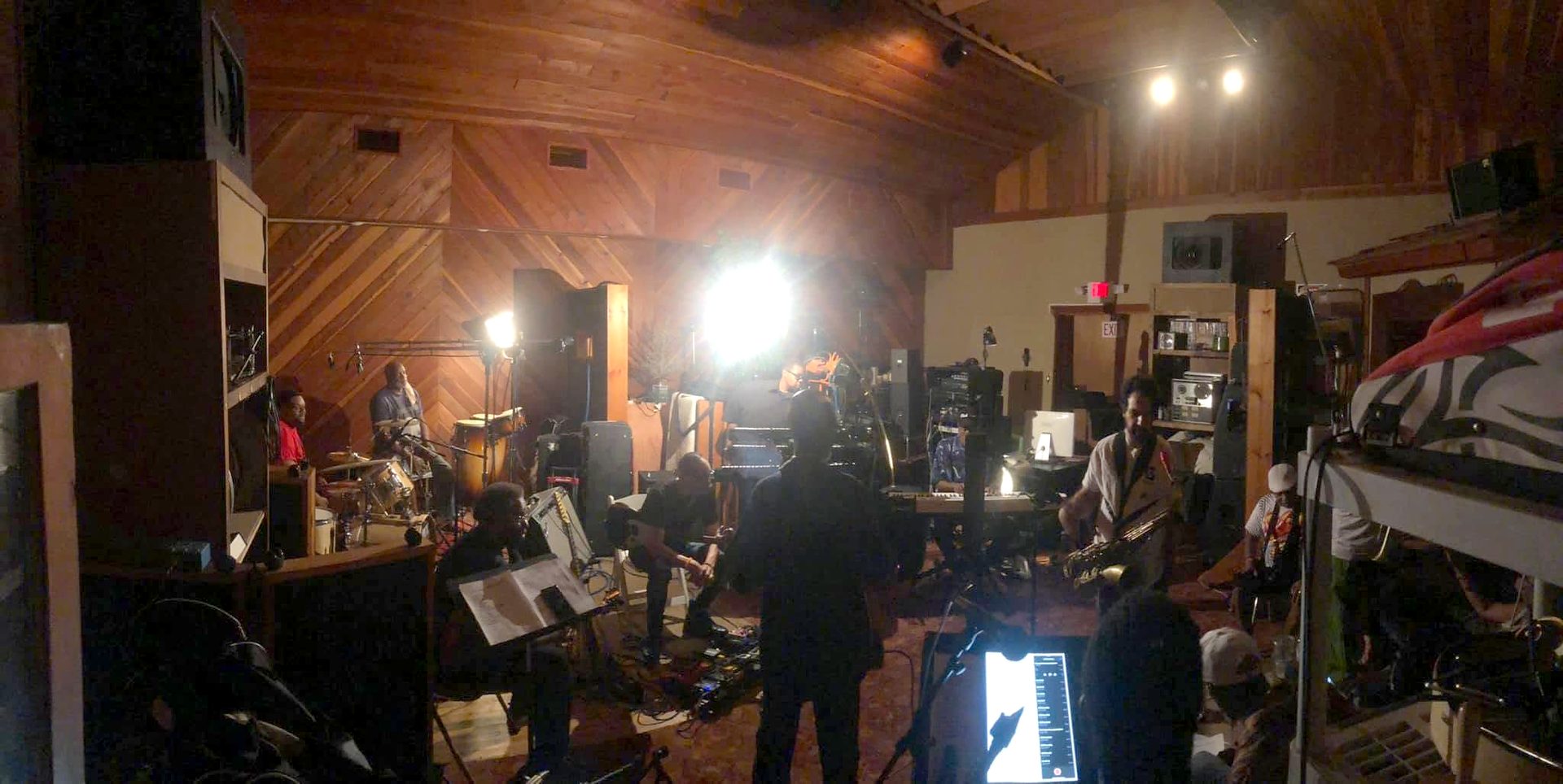 Full band recording session in the large live room at City Lights Recording Studio
